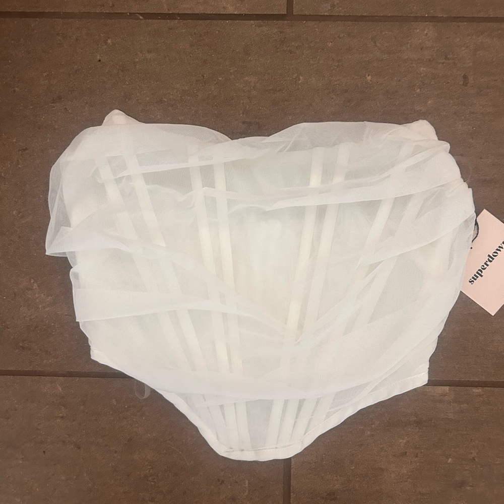 SUPERDOWN - White Sheer Corset Top